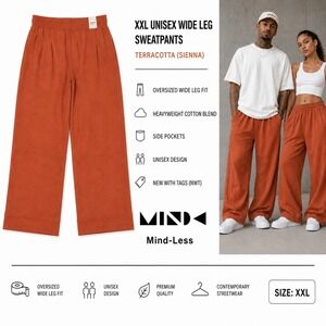 NEW Mind-Less Unisex Wide Leg Sweatpants 2X Oversized Sienna Orange Lounge Pant